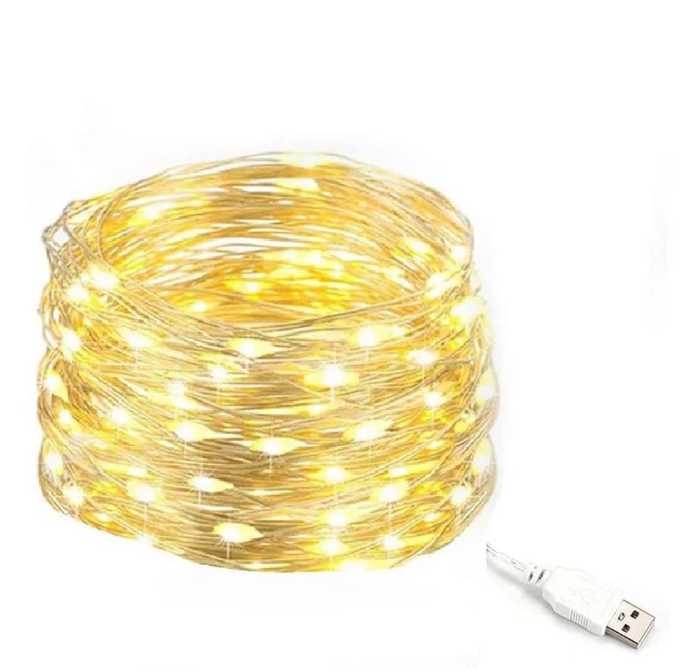 Salcar LED-Lichterkette 10m Outdoor Indoor USB Kupferdraht Weihnachtsdeko Warmweiß - Bild 2