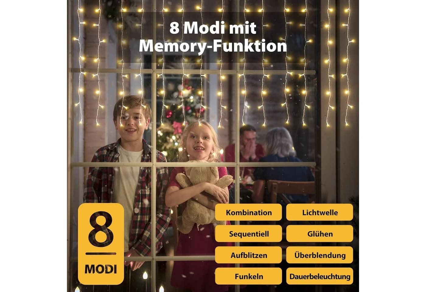 Salcar LED-Lichtervorhang Eisregenvorhang Außen 3m 150 LED Warmweiß