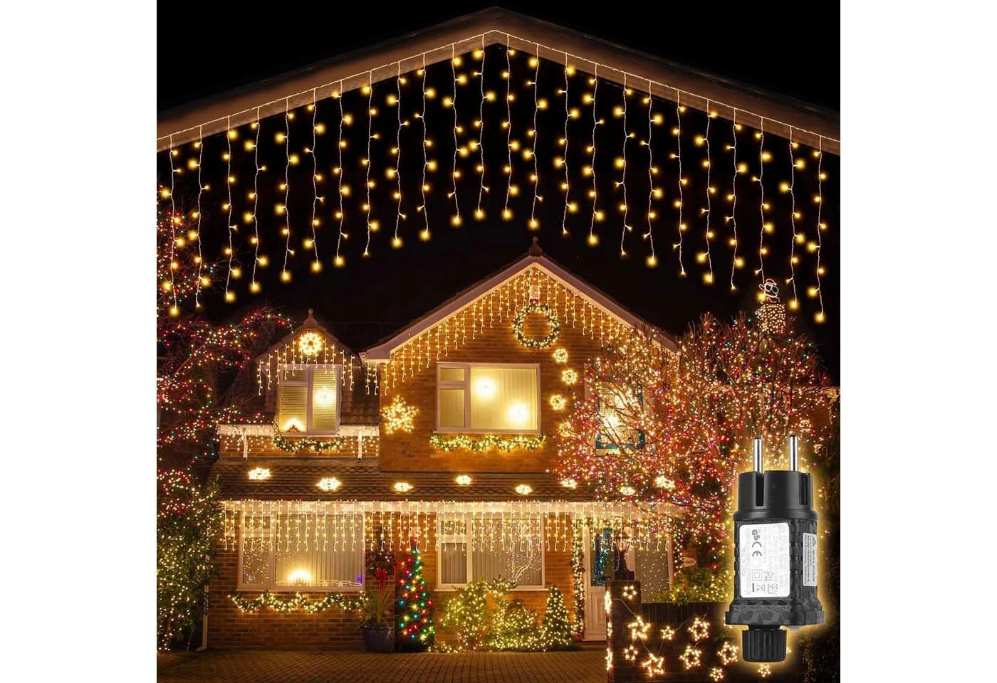 Salcar LED-Lichtervorhang Eisregenvorhang Außen 3m 150 LED Warmweiß - Bild 2