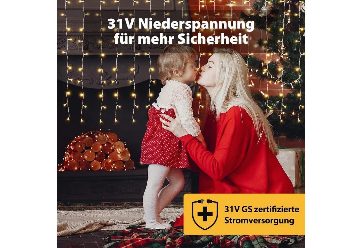 Salcar LED-Lichtervorhang Eisregenvorhang Außen 3m 150 LED Warmweiß - Bild 3