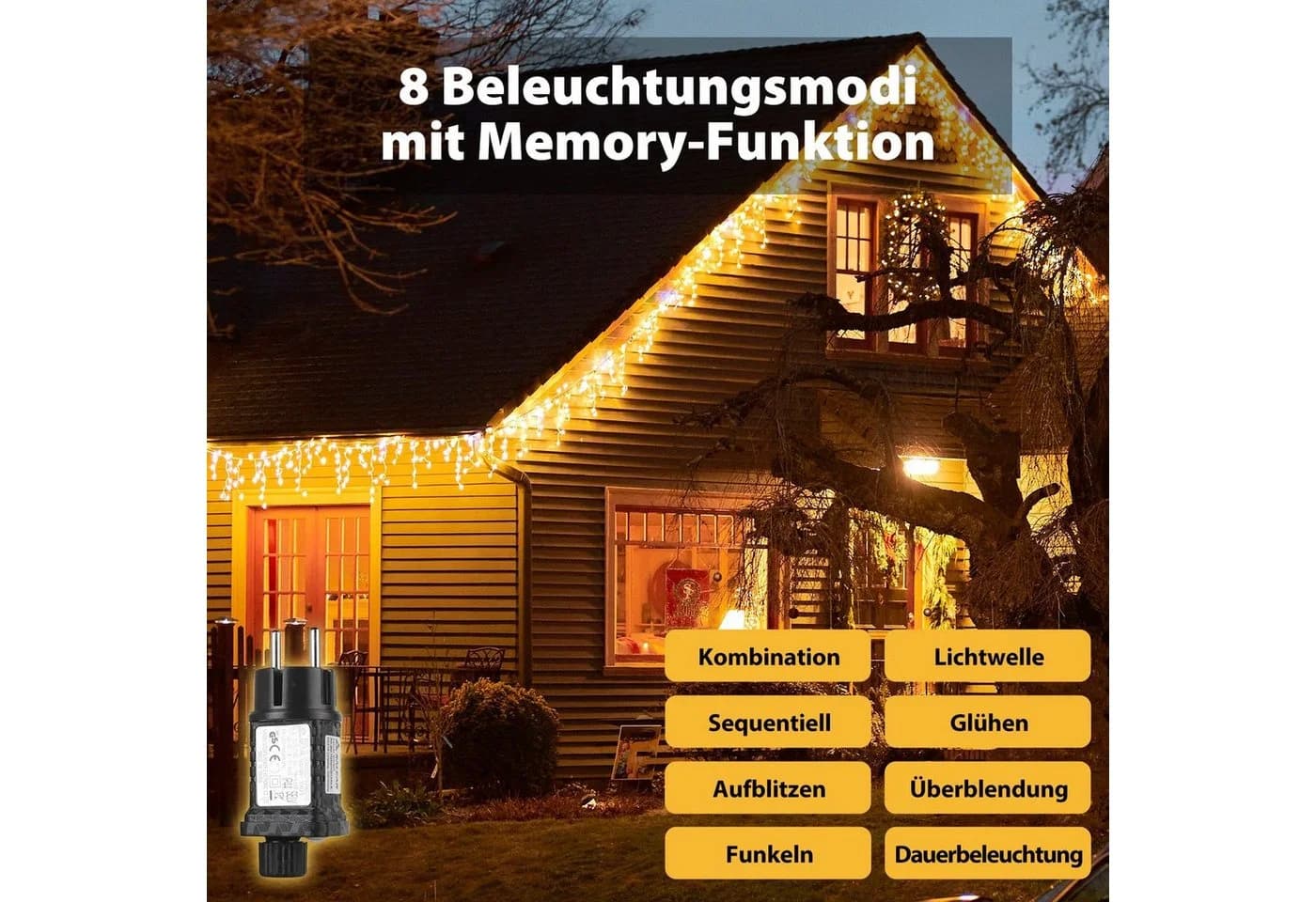 Salcar LED-Lichtervorhang 200 LED Warmweiß 5m Weihnachtsdeko