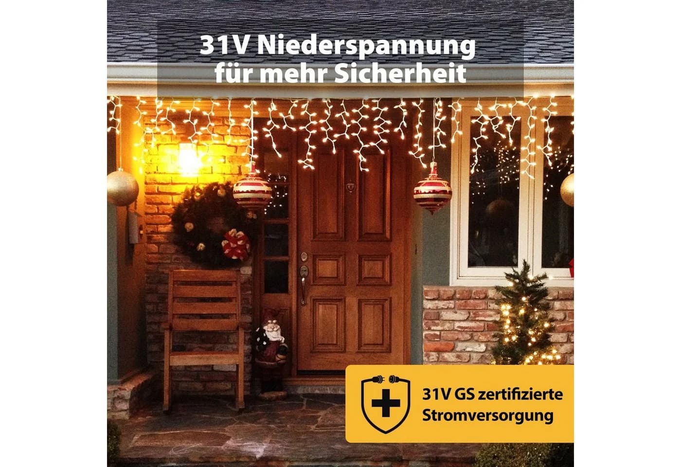 Salcar LED-Lichtervorhang 200 LED Warmweiß 5m Weihnachtsdeko - Bild 3