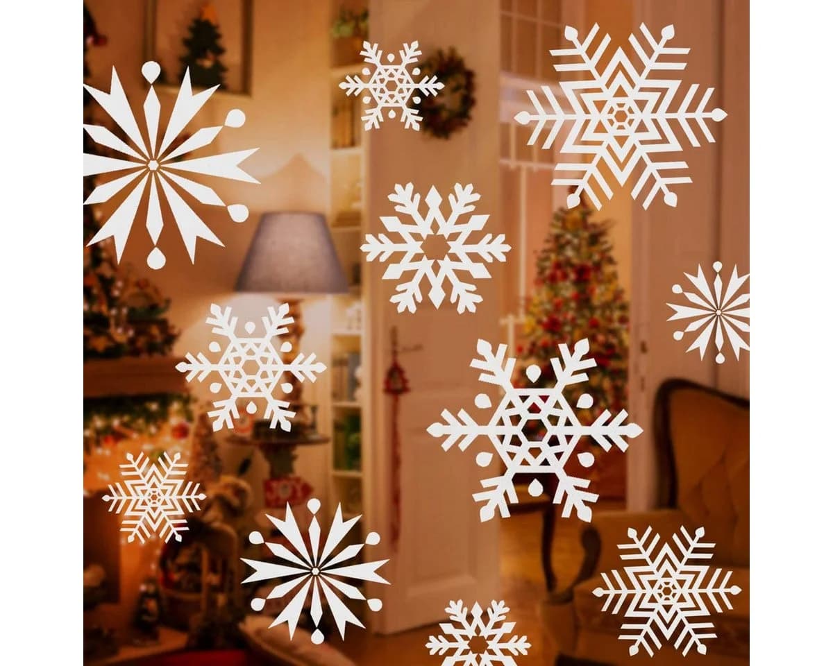 Salcar Schneeflocken Fensteraufkleber Weihnachten 100er-Set Weiß - Bild 2