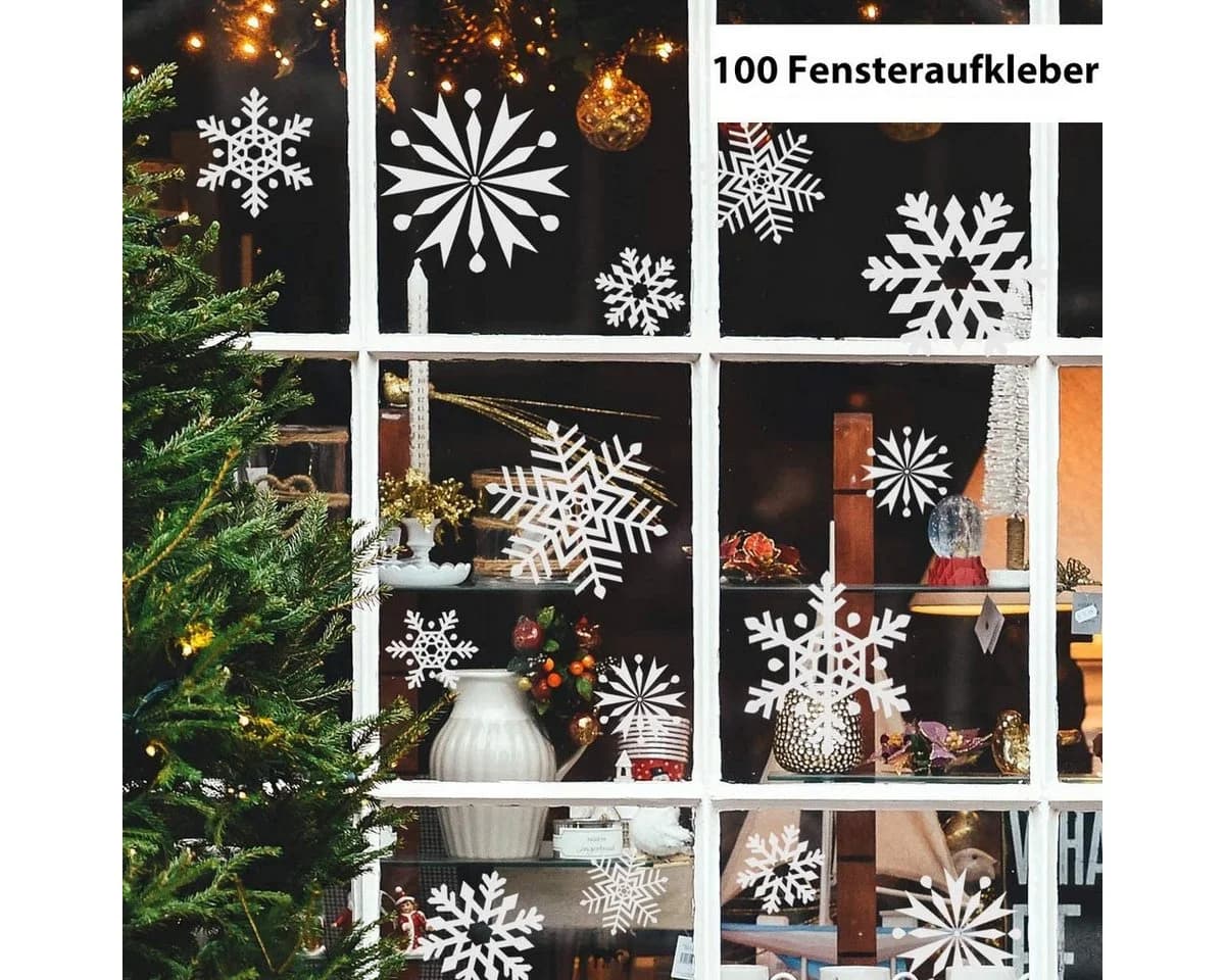 Salcar Schneeflocken Fensteraufkleber Weihnachten 100er-Set Weiß - Bild 3