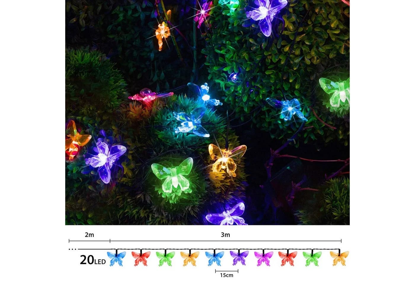 Salcar LED Solarleuchte 5M 20 LED Bunt Garten Terrasse Weihnachten - Bild 5