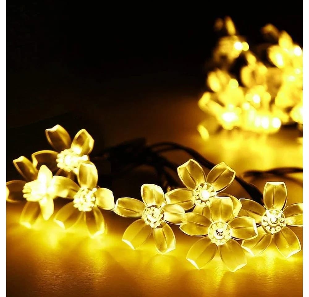 Salcar Solar-Lichterkette 5m mit 20 Kirschblüten-LEDs Warmweiß