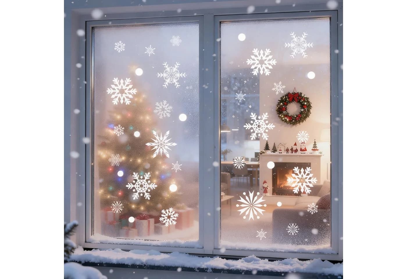Salcar Fensterbild Fensteraufkleber Weihnachten Schneeflocken 200er-Set