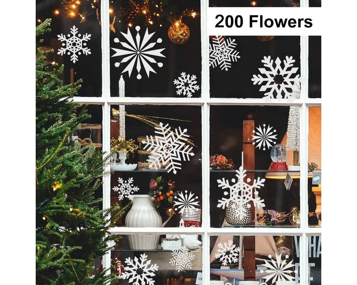 Salcar Fensterbild Fensteraufkleber Weihnachten Schneeflocken 200er-Set - Bild 3