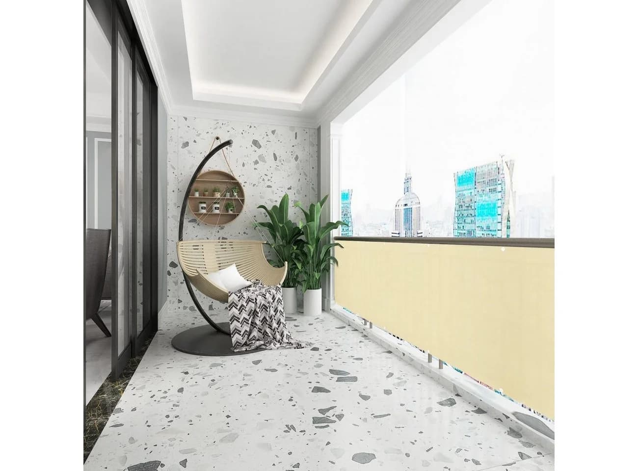Sekey Balkonsichtschutz Beige 300x90 cm mit Ösen & Befestigung