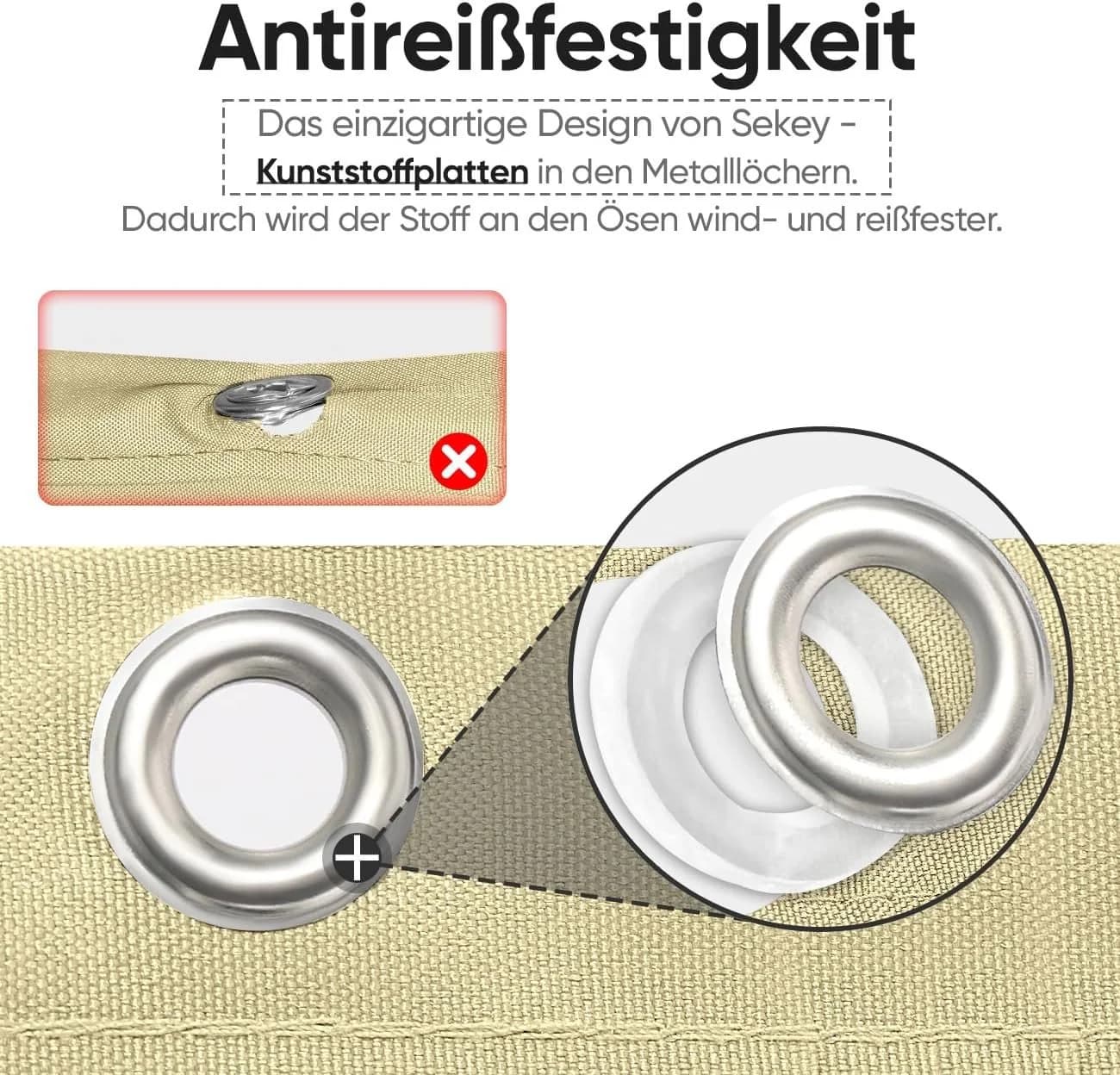 Sekey Balkonsichtschutz Beige 300x90 cm mit Ösen & Befestigung - Bild 4