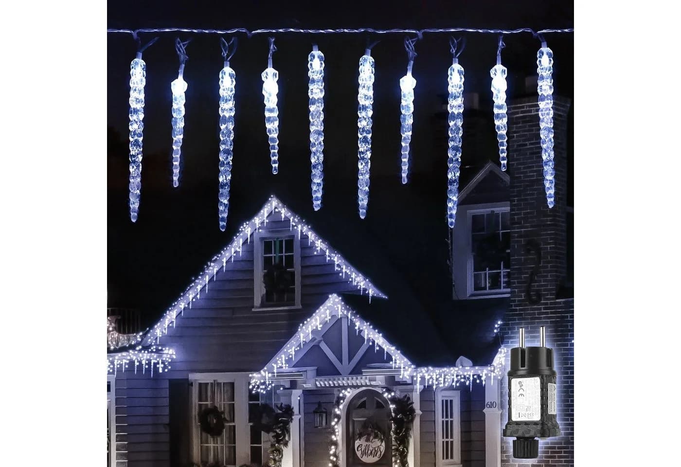 Salcar LED Eiszapfen Lichterkette 5m 40 LEDs Transparent Kaltweiß - Bild 2