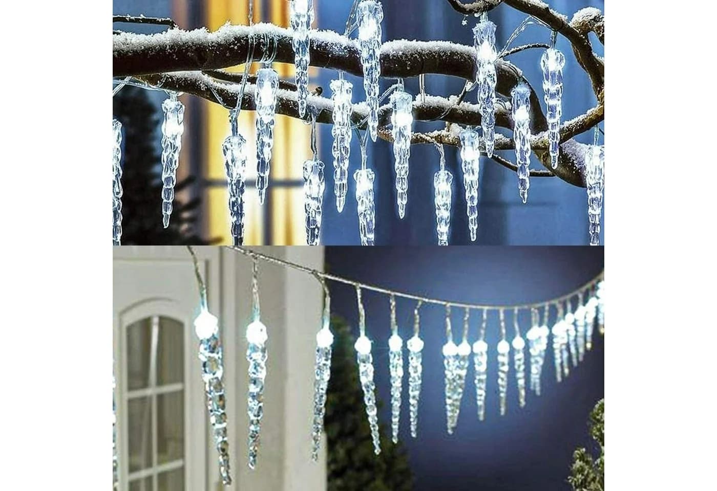 Salcar LED Eiszapfen Lichterkette 5m 40 LEDs Transparent Kaltweiß - Bild 3