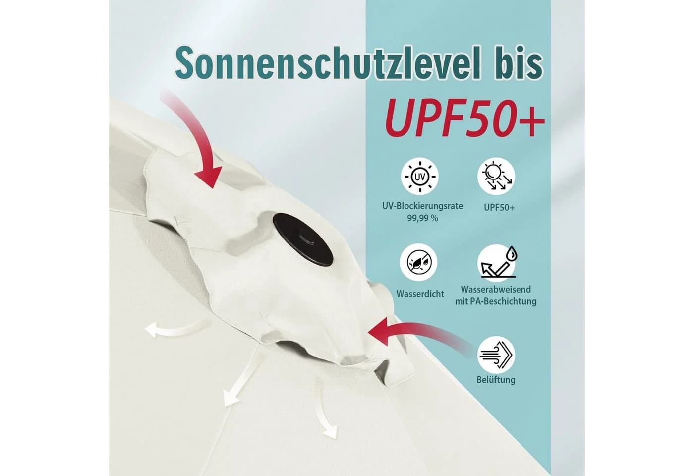 Sekey Sonnenschirm 400x220 cm Creme Kurbel UV50+ - Bild 4