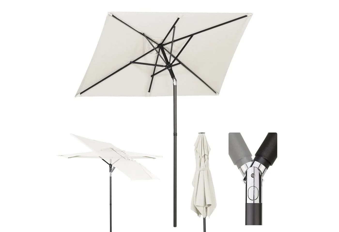 Sekey Balkonschirm 180x130 cm Creme UV-Schutz Kippbar - Bild 2