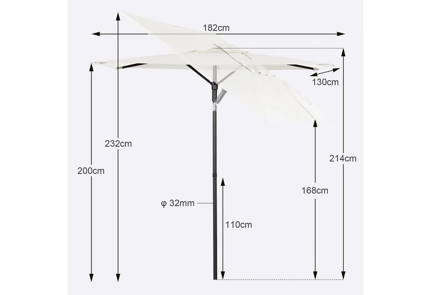 Sekey Balkonschirm 180x130 cm Creme UV-Schutz Kippbar - Bild 4