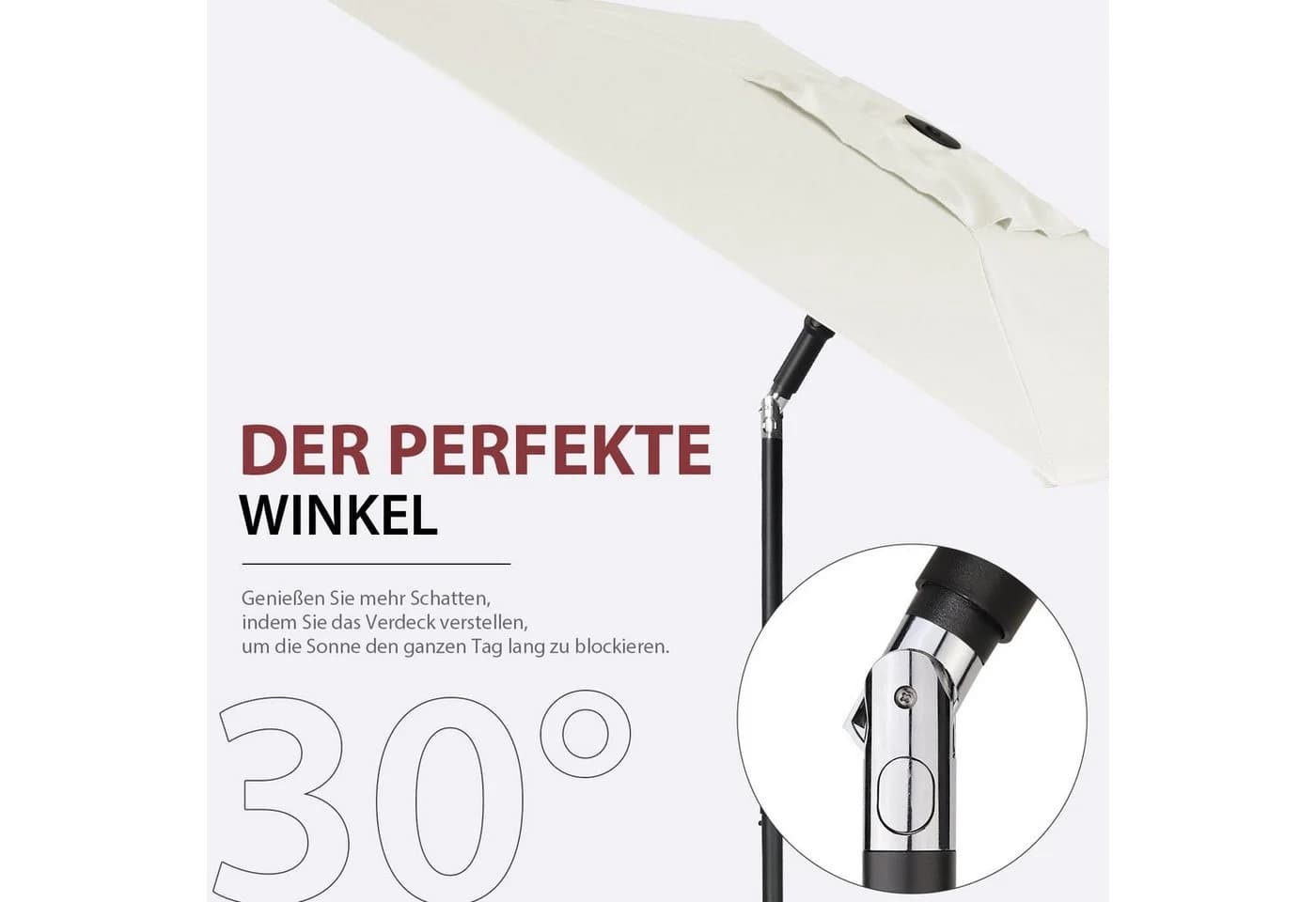 Sekey Balkonschirm 180x130 cm Creme UV-Schutz Kippbar - Bild 5