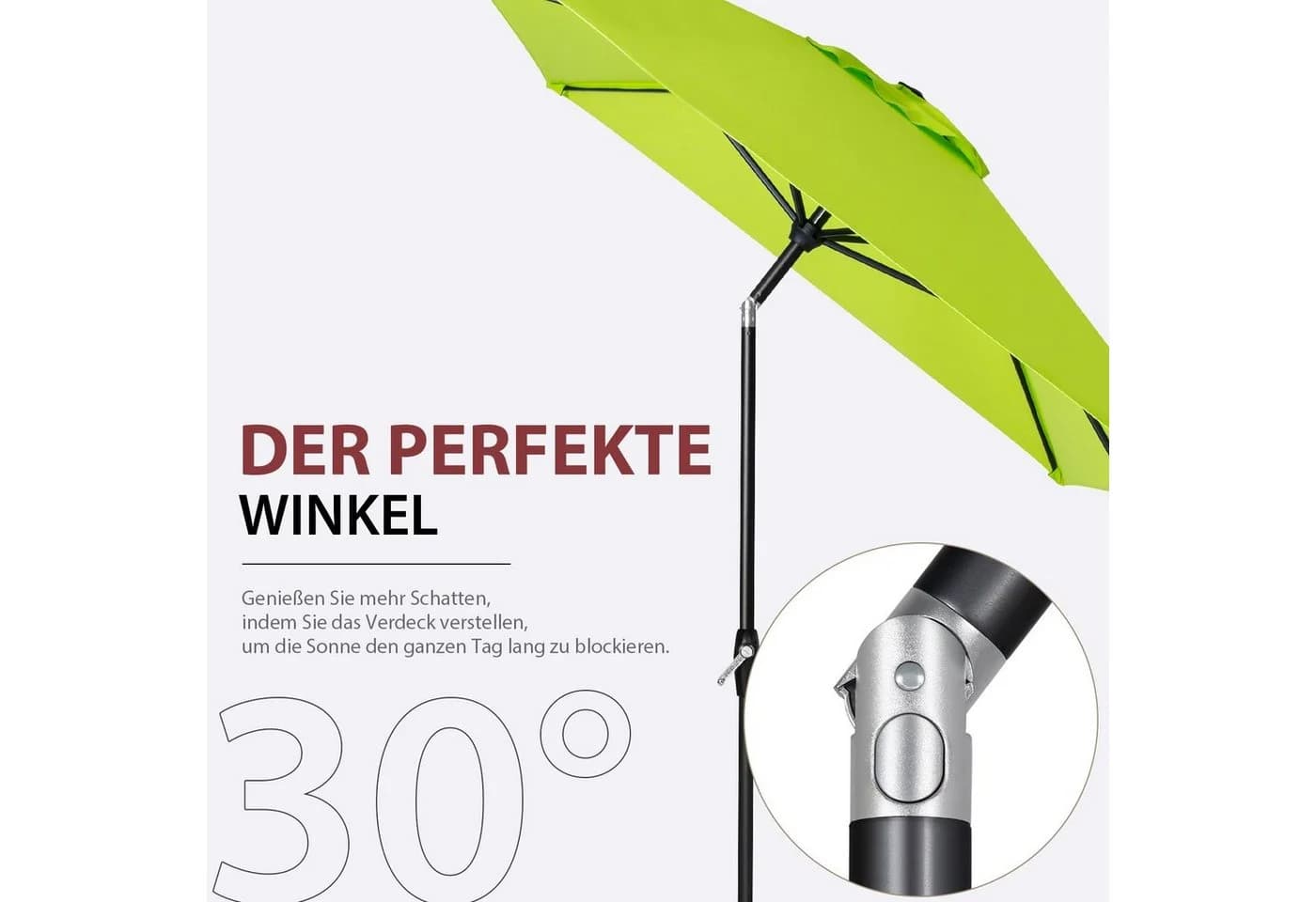 Sekey Sonnenschirm Rechteckig 3x2m Kurbel UPF 50+ Aluminium - Bild 5