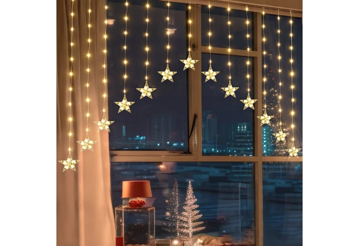 Salcar LED-Lichterkette 3m LED Sternen Lichtervorhang Warmweiß