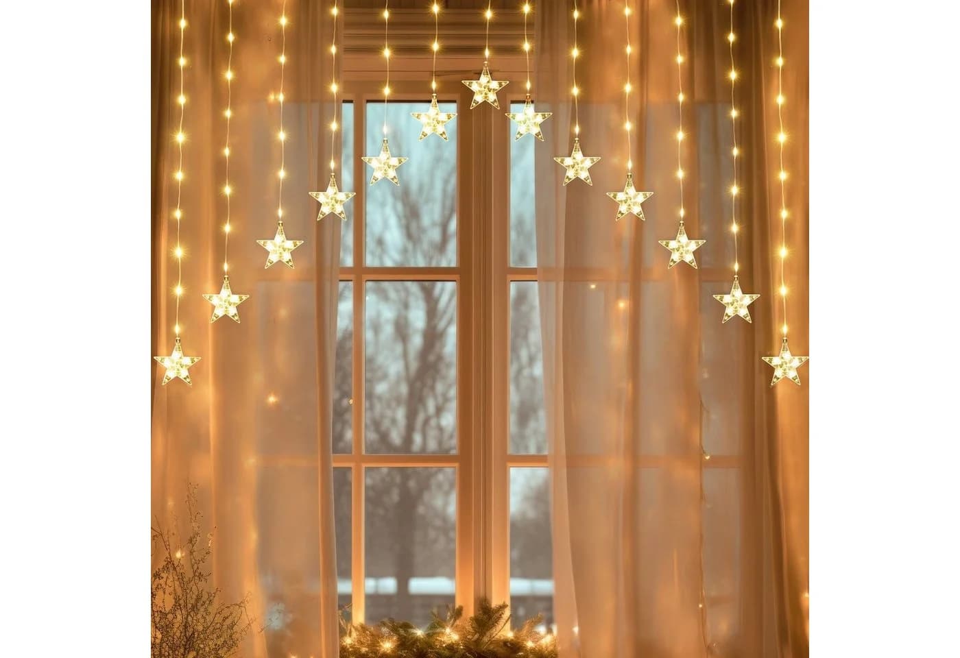 Salcar LED-Lichterkette 3m LED Sternen Lichtervorhang Warmweiß - Bild 4