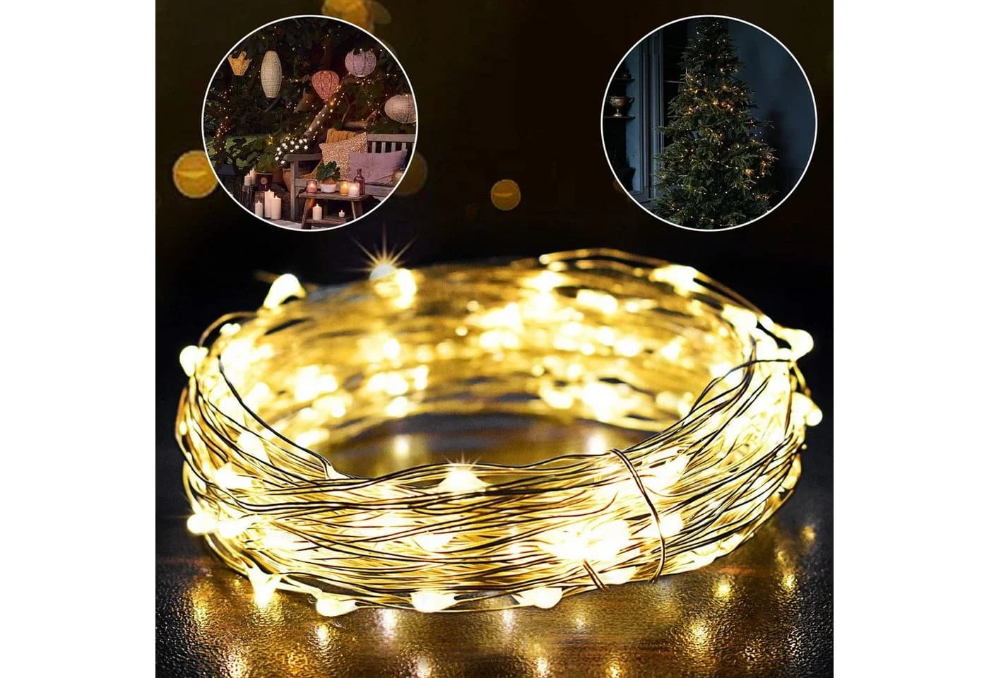Salcar Lichterkette LED Kupfer 10m 100 LED Warmweiß USB - Bild 5