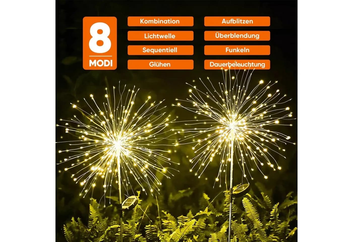 Salcar LED Solarleuchte Feuerwerk Gartenleuchte Warmweiß mit Erdspieß