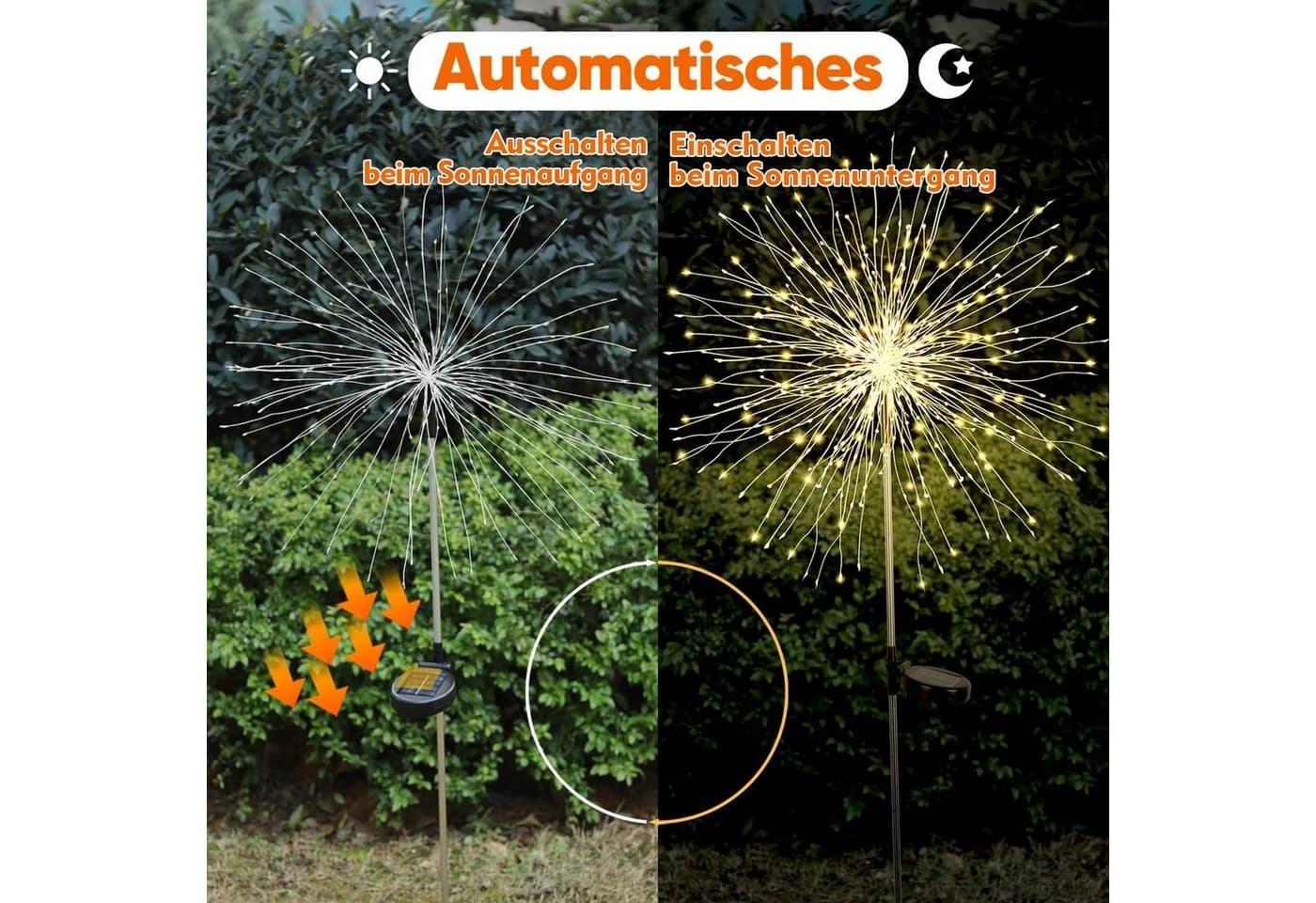 Salcar LED Solarleuchte Feuerwerk Gartenleuchte Warmweiß mit Erdspieß - Bild 3