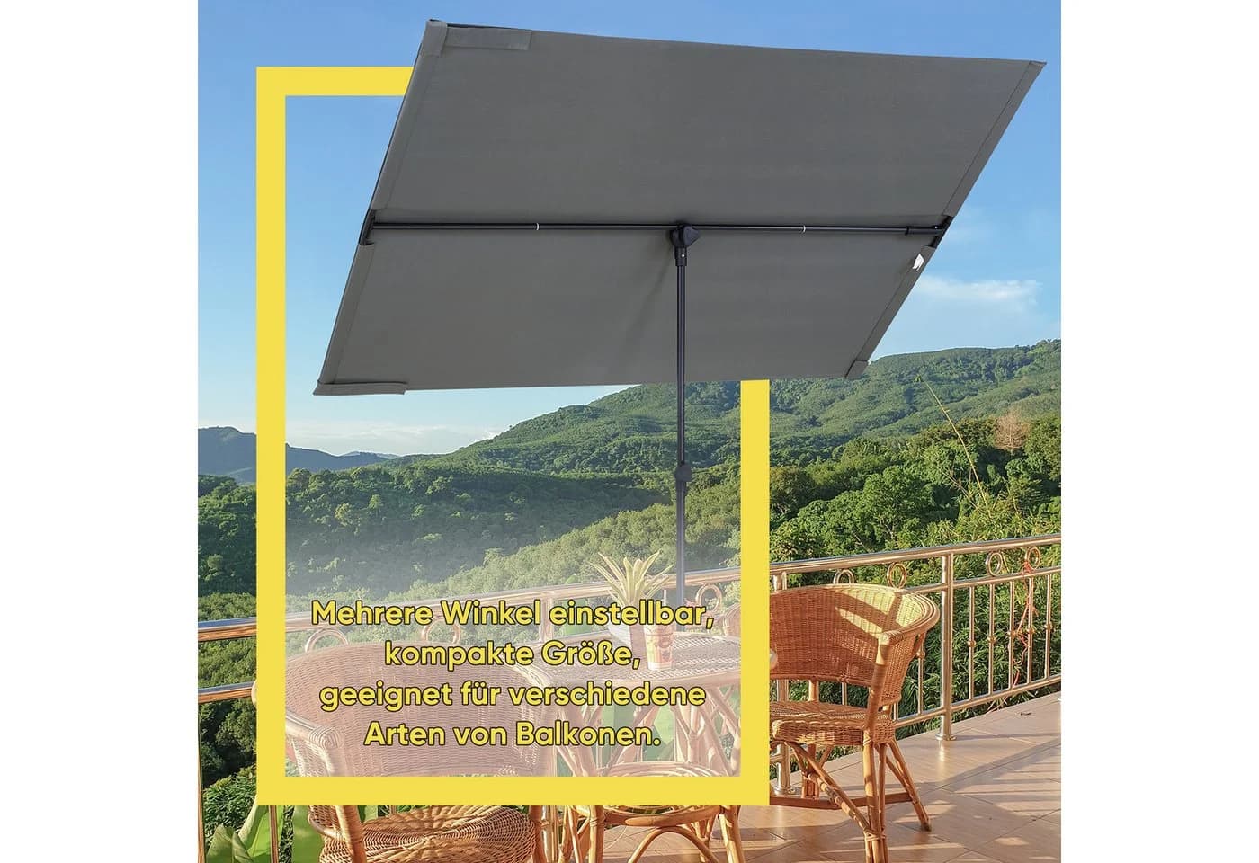 Sekey Sonnenschirm 180x130 cm Grau UV50+ Balkonschirm - Bild 4