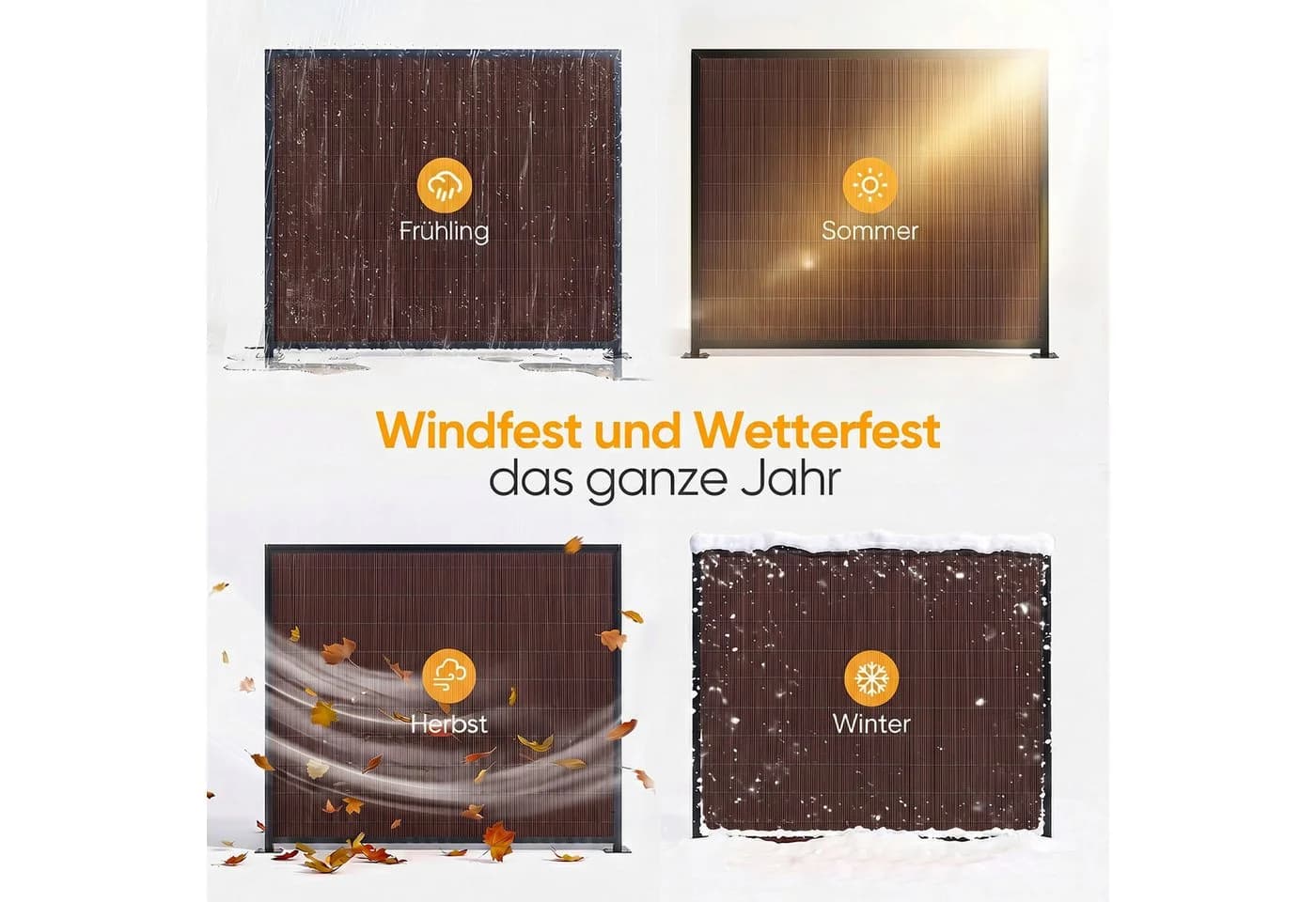 Sekey Sichtschutzmatte Braun Wetterfest UV-beständig für Balkon & Garten - Bild 5