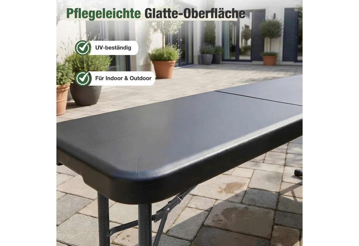 Sekey Gartenbank 180cm Schwarz Klappbar 300kg Belastbar