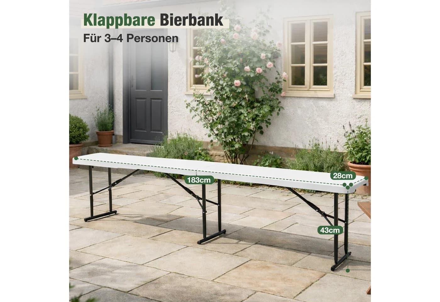 Sekey Klappbank Bierbank 183cm Weiß Kunststoff - Bild 3