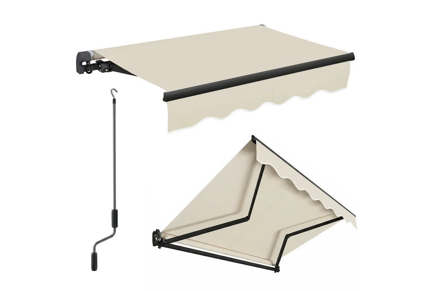 Sekey Gelenkarmmarkise mit Handkurbel Beige Aluminium - Bild 2