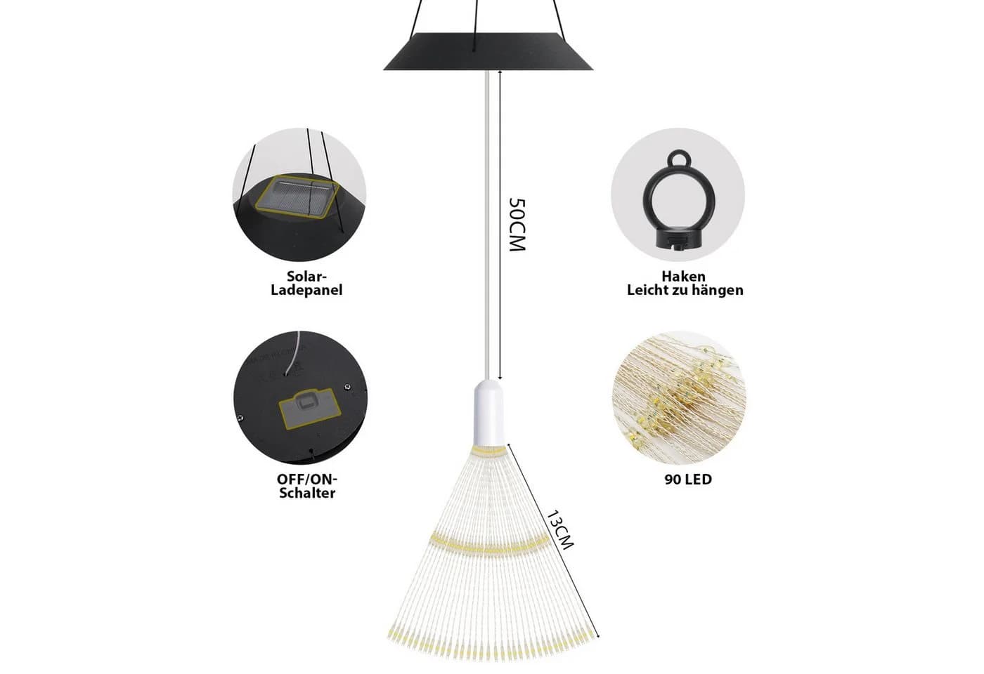 Salcar LED Solarleuchte Feuerwerk 90 LEDs Warmweiß - Bild 3