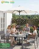 Sekey Sonnenschirm 200 cm Knickbar mit Kurbel UV 50+ Creme Bild 3