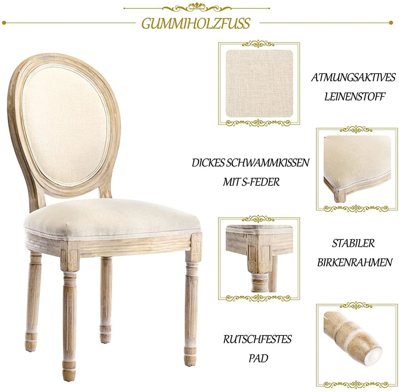 HomeMiYN Polsterstuhl Esszimmerstuhl 2er Set mit Knopfheftung Rückenlehne - Bild 4