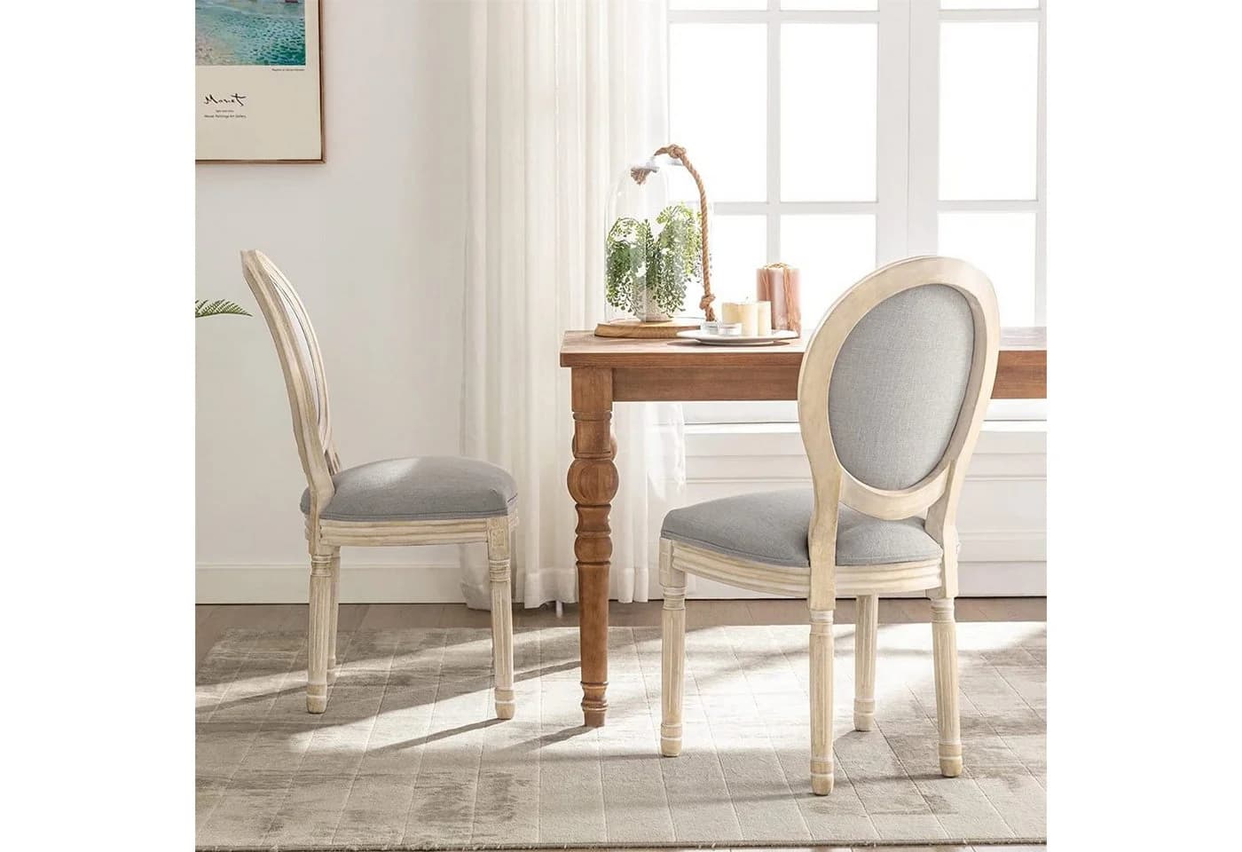 HomeMiYN Polsterstuhl Esszimmerstuhl 2er Set Französischer Landhausstil