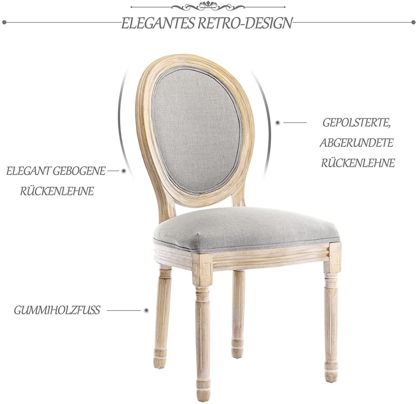 HomeMiYN Polsterstuhl Esszimmerstuhl 2er Set Französischer Landhausstil - Bild 3