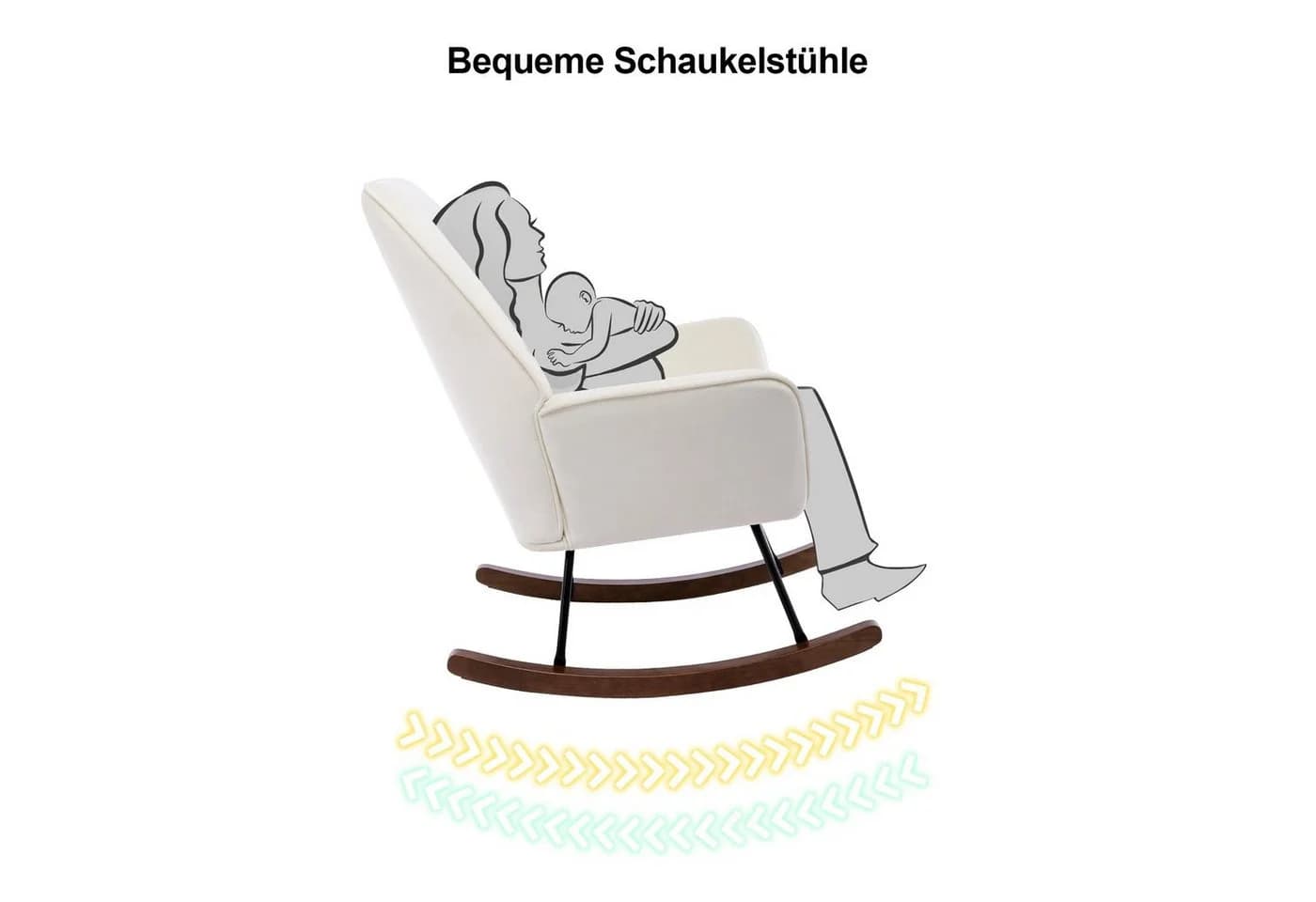 HomeMiYN Schaukelstuhl Samt Rosa/Weiß - Bild 4