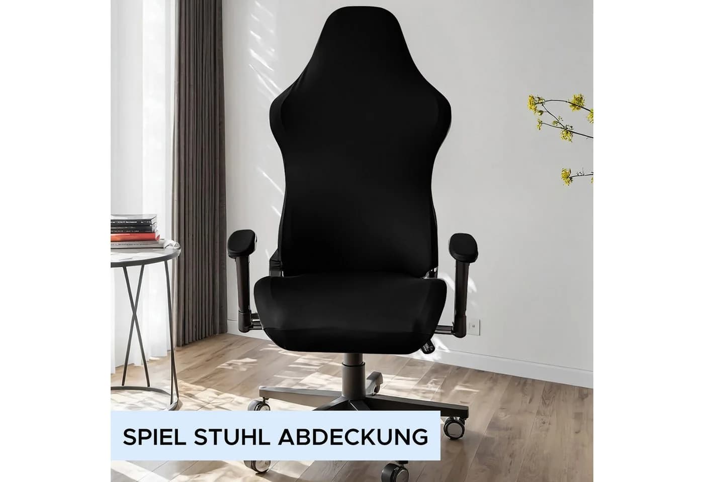 Refttenw Gaming-Stuhlbezug Elastisch Schwarz 52x63x88 cm