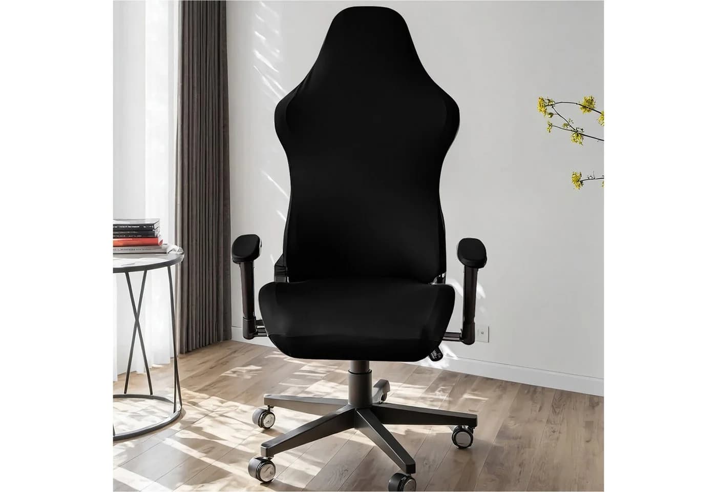 Refttenw Gaming-Stuhlbezug Elastisch Schwarz 52x63x88 cm - Bild 2