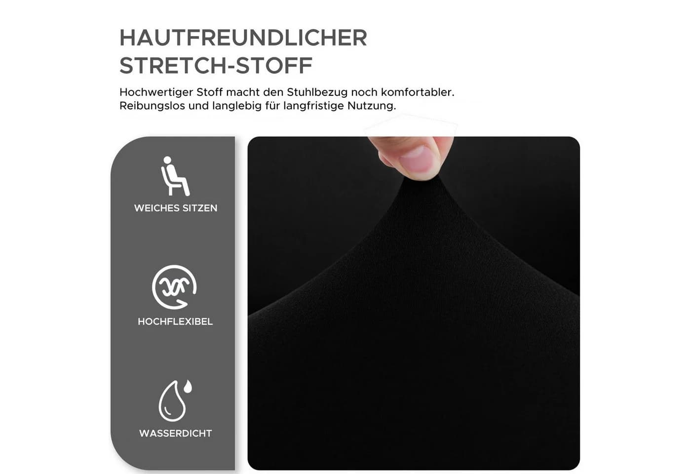 Refttenw Gaming-Stuhlbezug Elastisch Schwarz 52x63x88 cm - Bild 4
