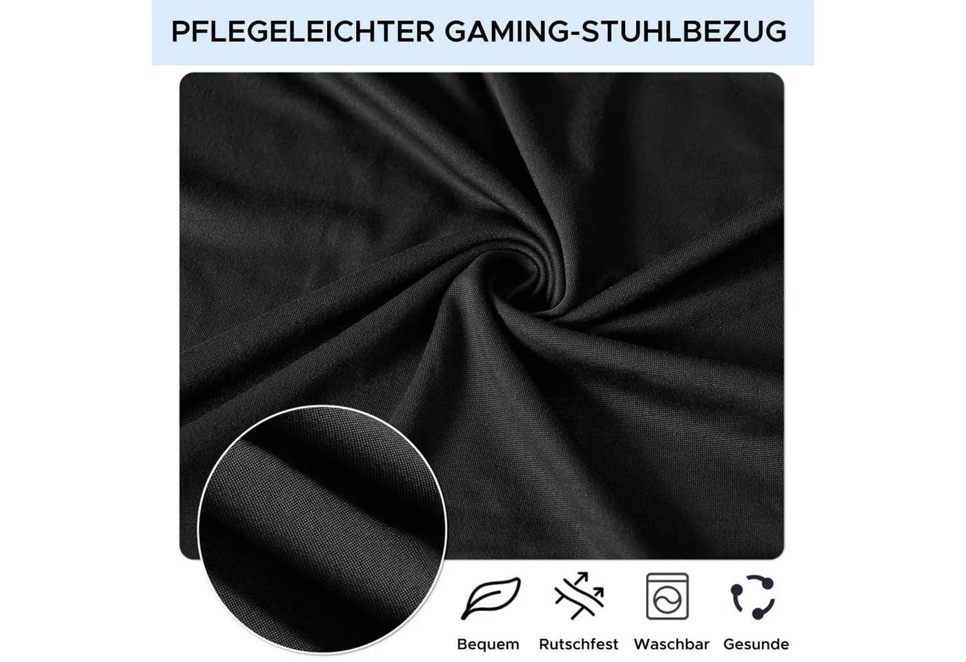 Refttenw Gaming-Stuhlbezug Elastisch Schwarz 52x63x88 cm - Bild 5