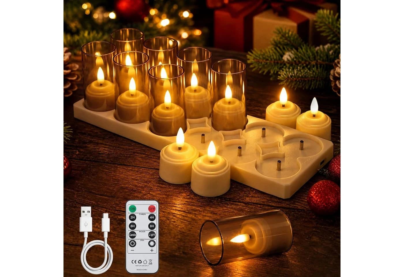 GarveeMore LED-Teelichter 12er Set Wiederaufladbar mit Fernbedienung - Bild 2