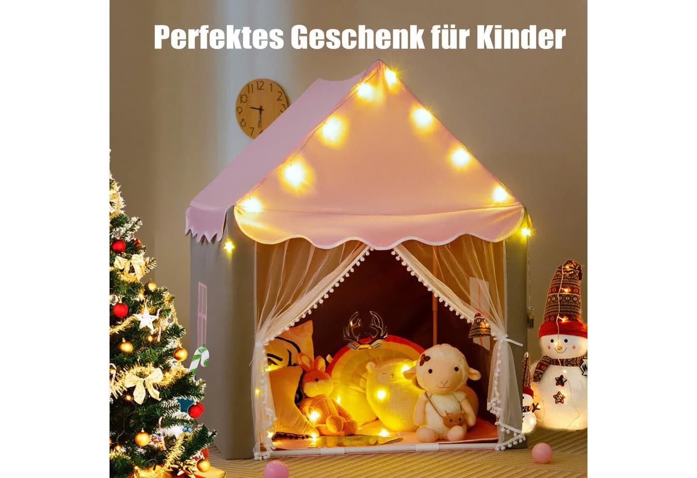 COSTWAY Spielzelt Spielhaus Rosa 105 x 121 x 136 cm Outdoor