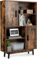 COSTWAY Bücherregal mit 2 Türen & 4 Regalen, Kippsicherung, Holz, 80x24x120cm Bild 2