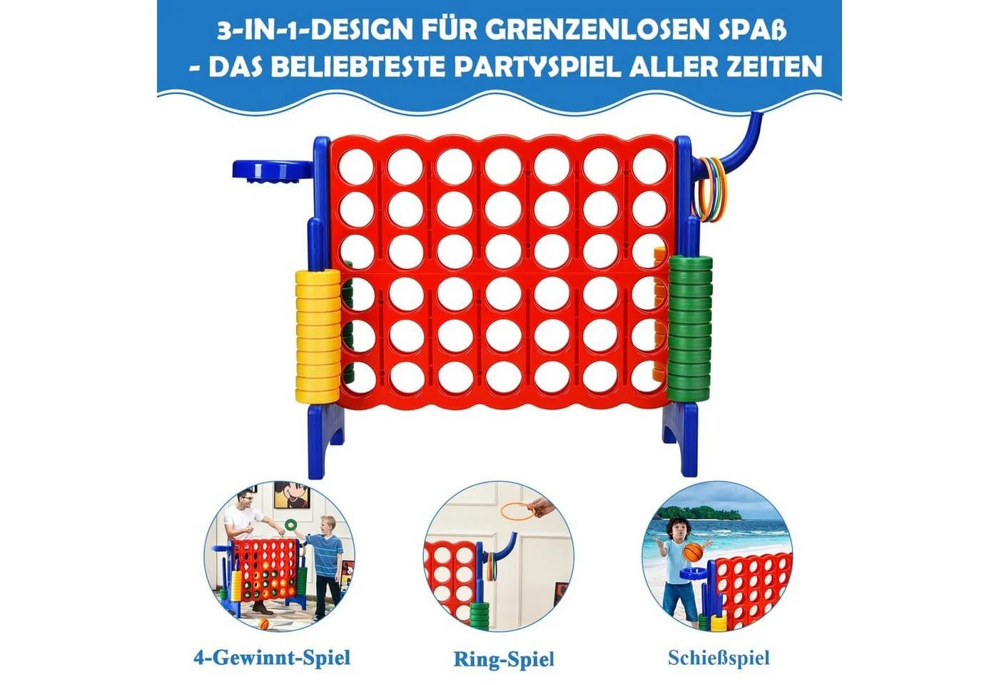 COSTWAY Riesiges 4-Gewinnt Spielset mit Basketballkorb & Wurfspiel - Bild 4