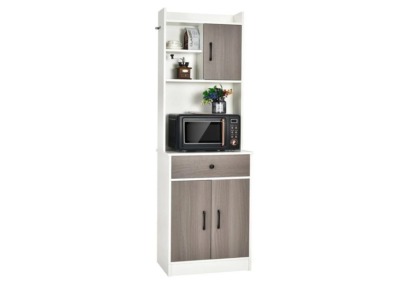 COSTWAY Küchenbuffet Hochschrank mit Schublade & verstellbaren Ablagen - Bild 2