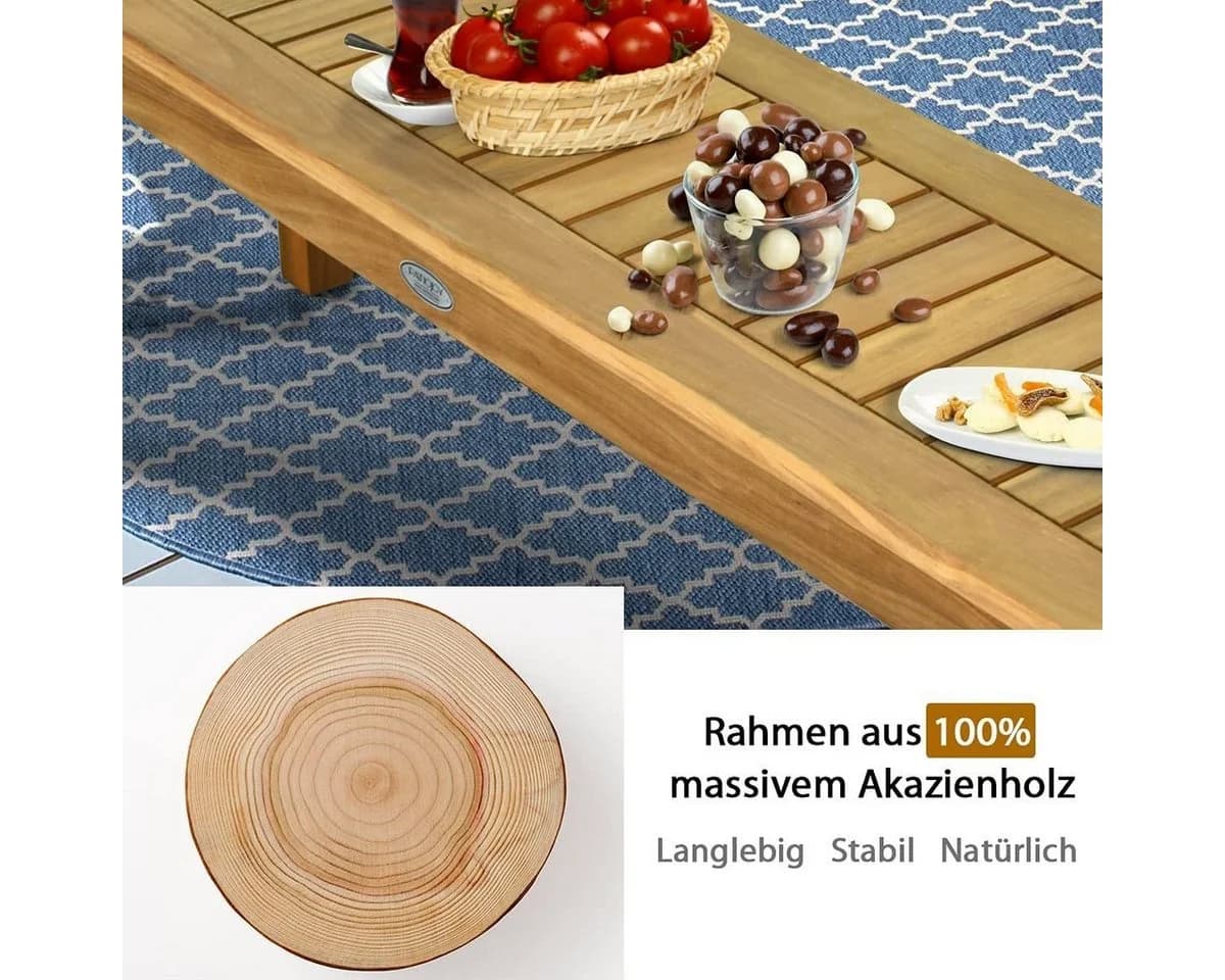 KOMFOTTEU Sitzbank Gartenbank aus Massivholz Beige