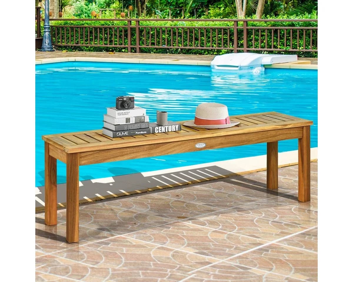 KOMFOTTEU Sitzbank Gartenbank aus Massivholz Beige - Bild 3