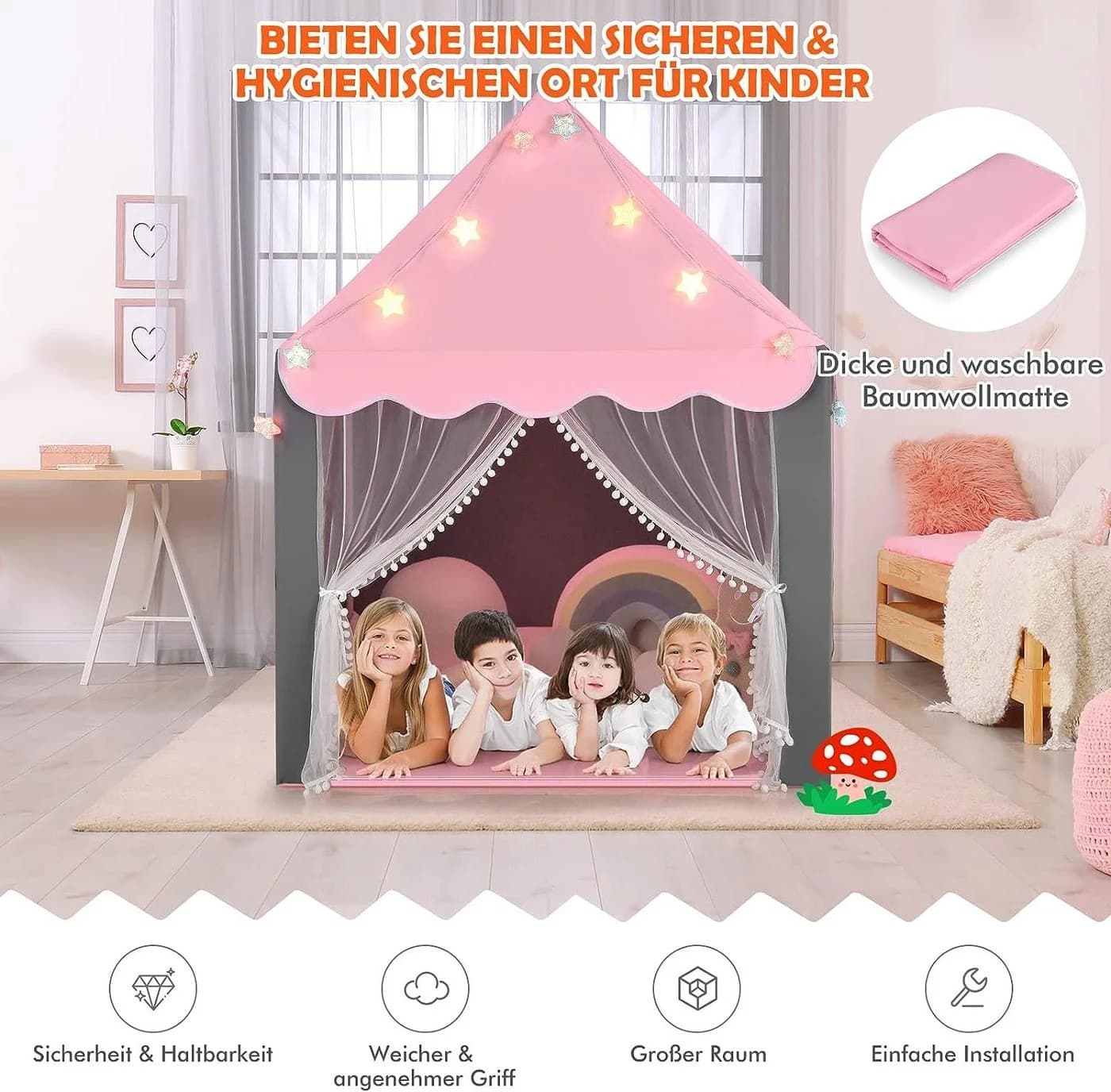 Kinderhauszelt aus Polyester und Baumwolle