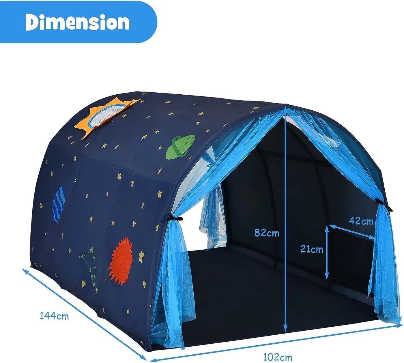 KOMFOTTEU Spielzelt Kinderzelt mit Sternenhimmel Blau Indoor & Outdoor - Bild 4